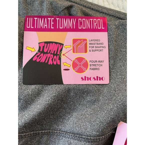 ShoSho Womens High Waist Tummy Control Butt Sculpting Leggings Grey Size L - Picture 10 of 12